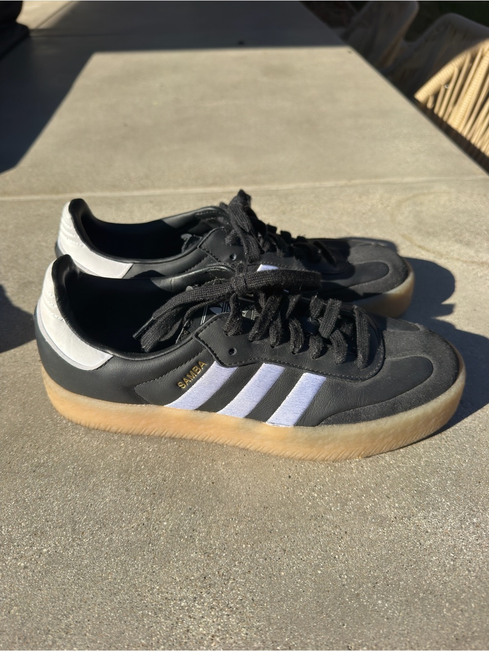Adidas Black & White Samba Gum Sole Sneakers